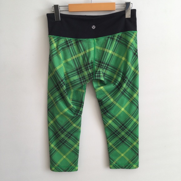 Lululemon Green Plaid Crop Legging women size 6 - Picture 5 of 7